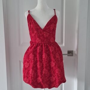 Red Bubble Hem Mini Dress